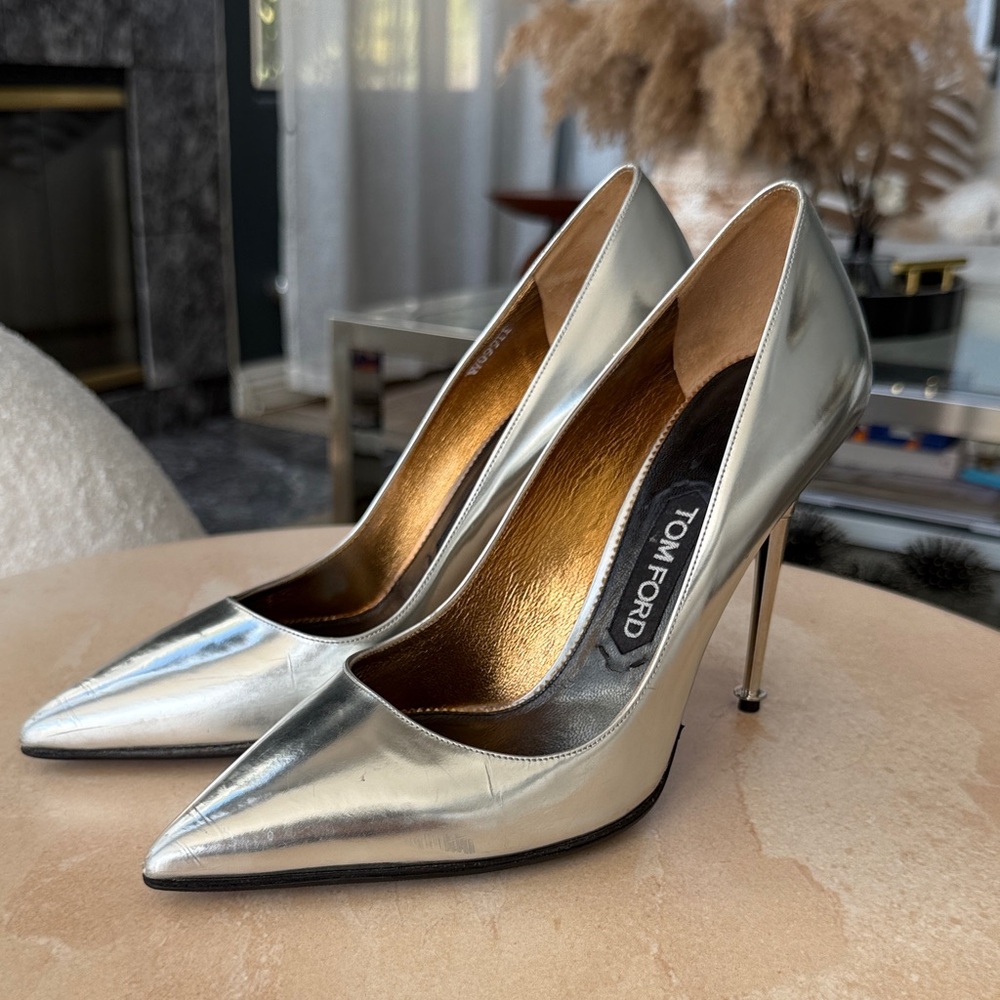 Tom Ford Metallic Silver Heels size 39